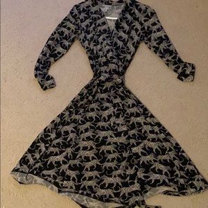 H&M Black Wrap Dress Leopard print